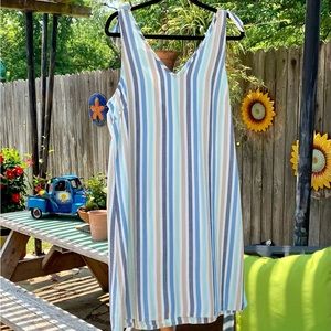 Women’s Sun Dress ANA, Striped Pattern, Pretty Colors! Like New Sz L!🌺